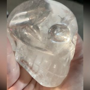 Quartz crystal skull and LED stand
